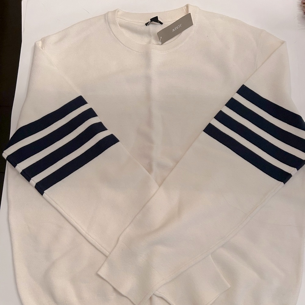 NWT J.Crew Cream w/Navy Stripe Knit Sweater